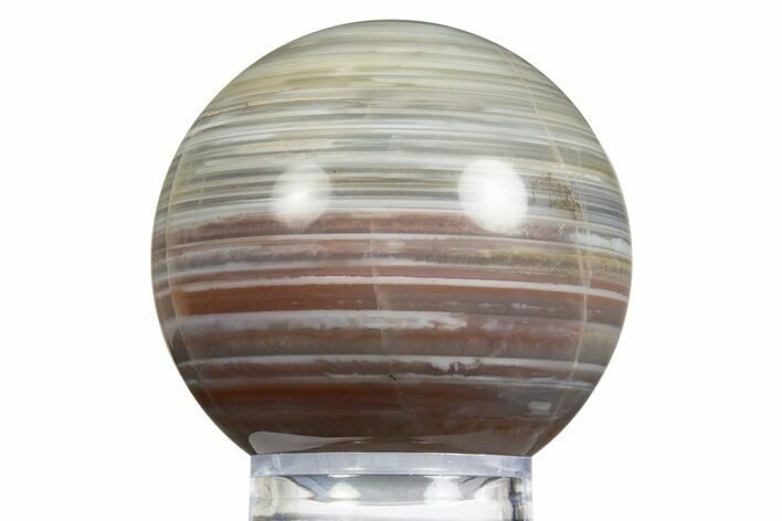 Polished Banded Brazilian Agate Sphere - Waterline Agate #311749